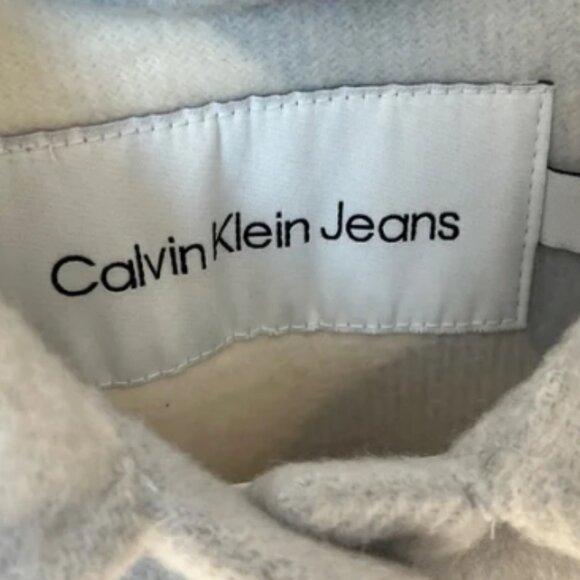 Calvin Klein Jeans Blue Plaid Button-Up Wool-Blend Overshirt - Size S/P - Picture 3 of 5